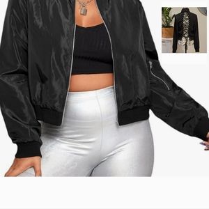 Wow Couture Black Back Eyelet Lace-up Jacket